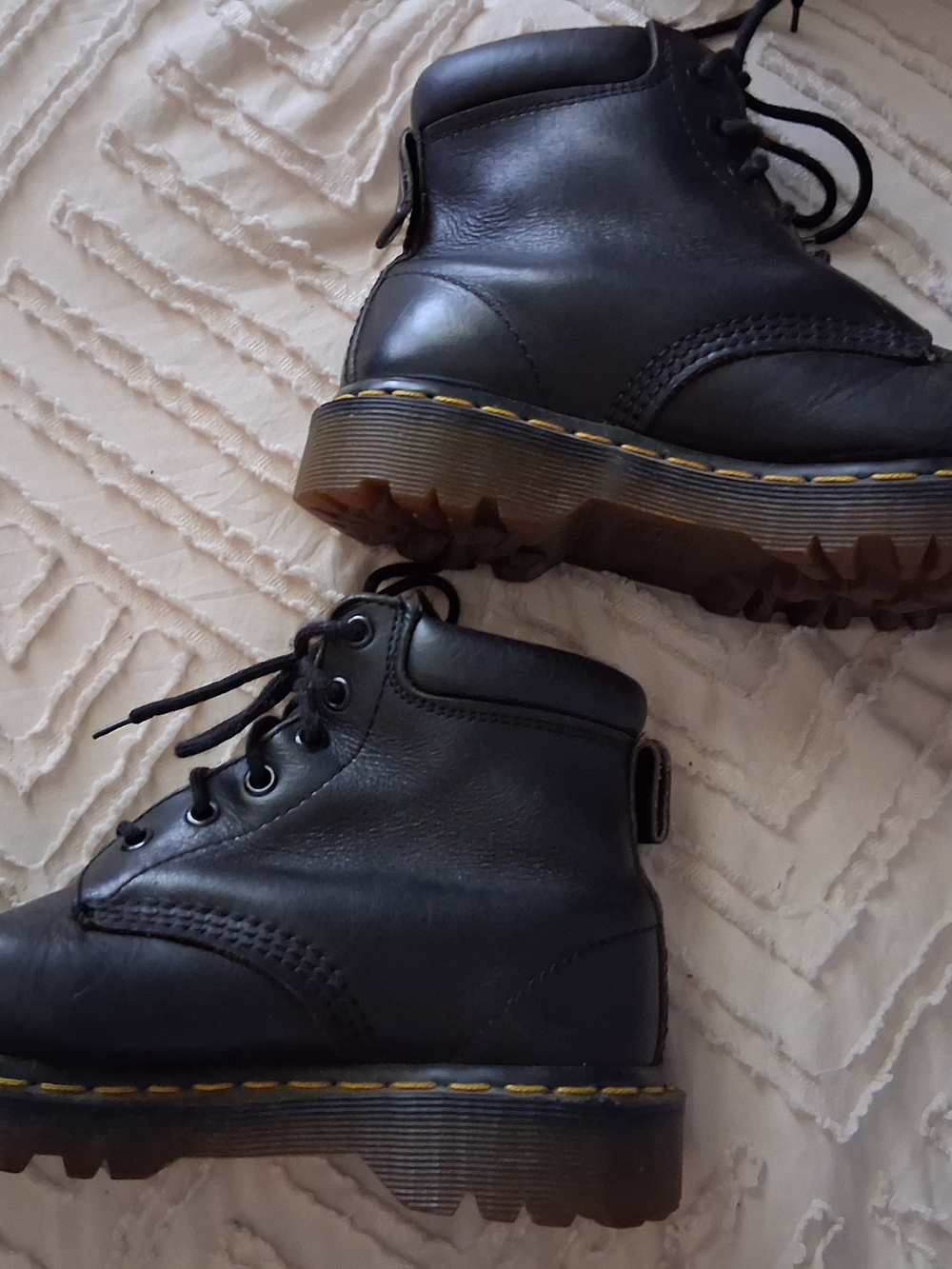 Dr. Martens Black Leather Lug-Soled Combat Boots